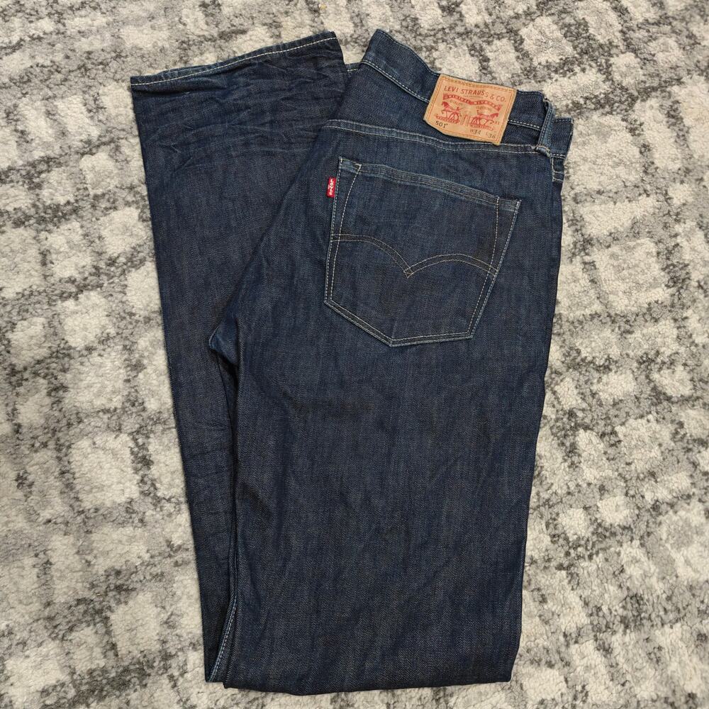 Levi's 501 Original Jeans Men's 34x36 Dark Wash Raw Straight Button Fly Denim